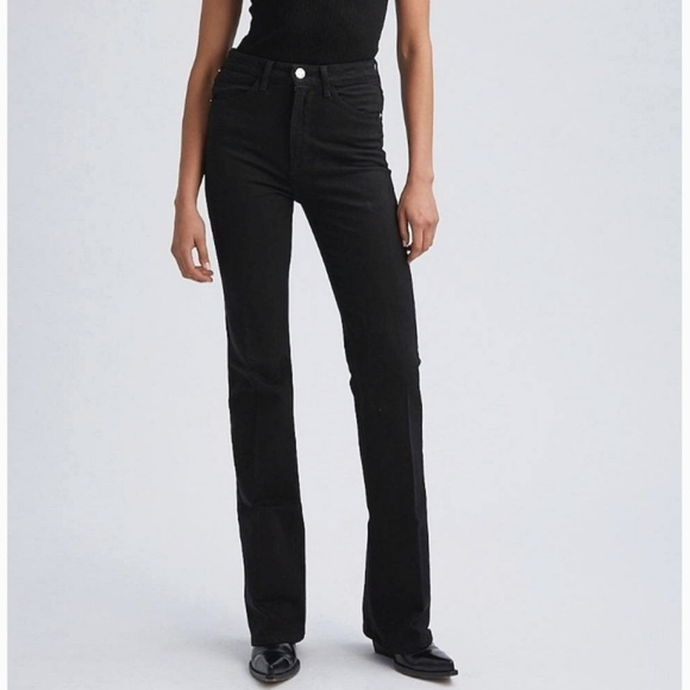 SPRWMN Los Angeles Stevie Micro Flare High Rise Black Denim Pant Jean Size 26